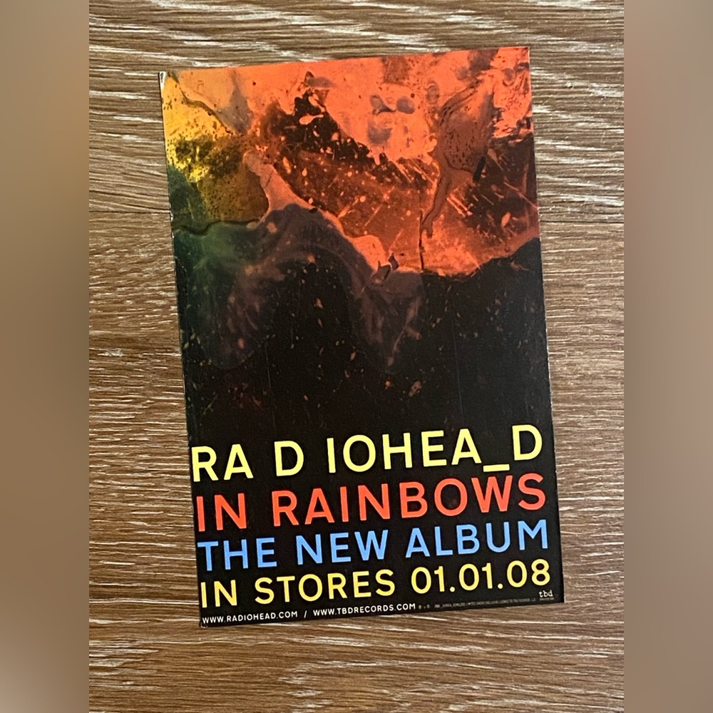 Authentic RADIOHEAD Vintage IN RAINBOWS Era Promo Card